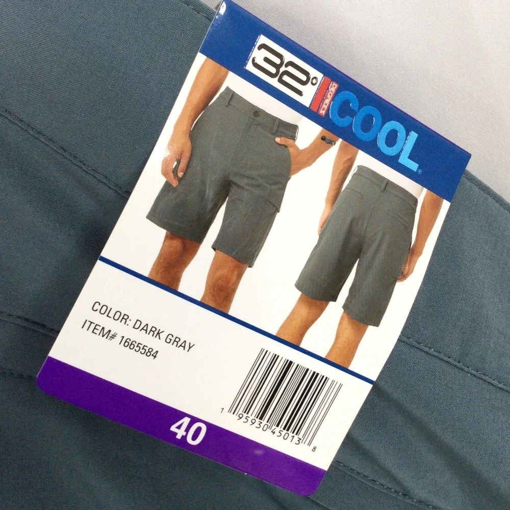 NWT w/Defect 32 Degrees Cool Tech Cargo Shorts Mens Size 40 Slate Blue